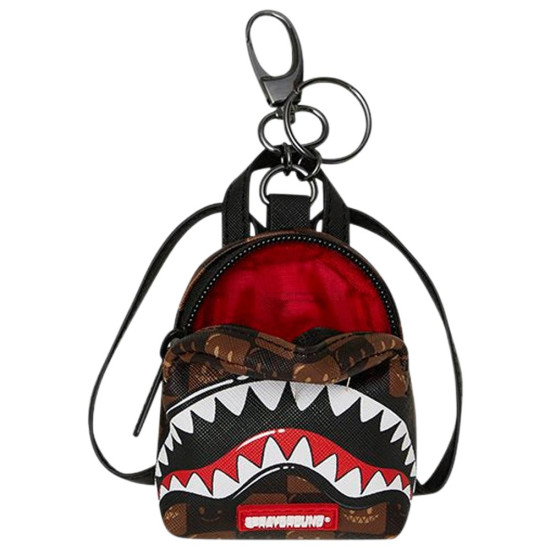 Sprayground Μπρελόκ Sharks In Paris WTF Bubble Brown Check Backpack Keychain